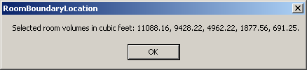 Selected room volumes