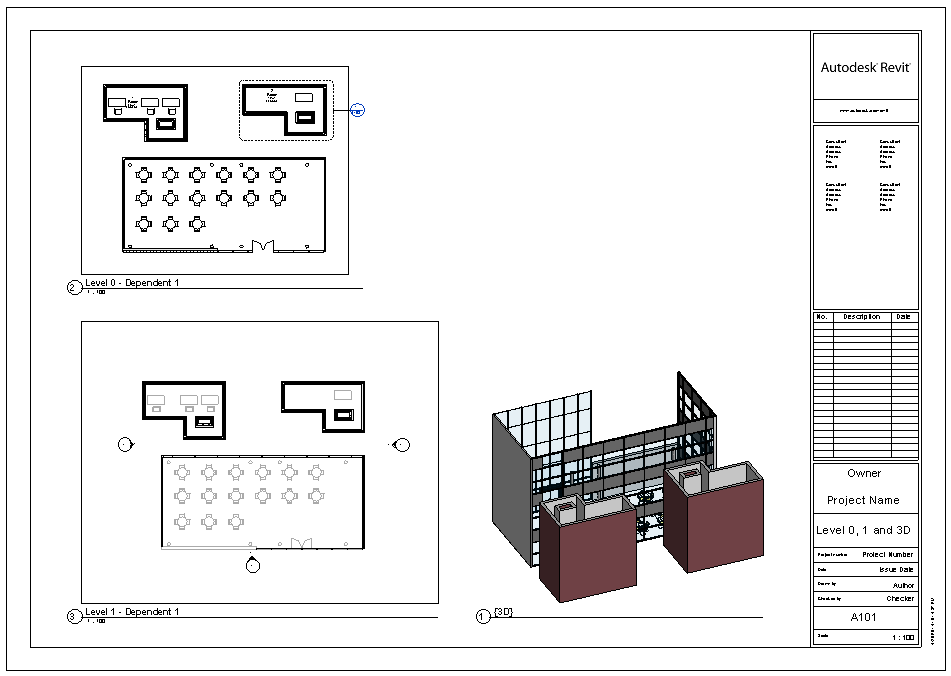 Sheet with three views