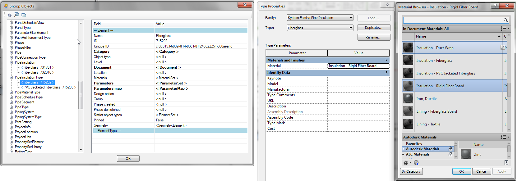 Pipe insulation type in RevitLookup