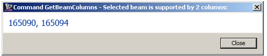 Reporting the columns supporting the selected beam