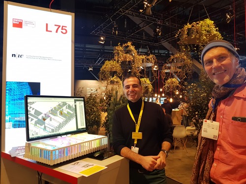 Dr. Wissam Wahbeh of FHNW showing his digital and physical twin model at Swissbau 2020