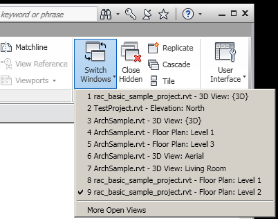 Switch Windows dropdown list