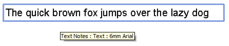 Text note width using factor 1.3