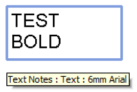 Upper case text note width using factor 1.3