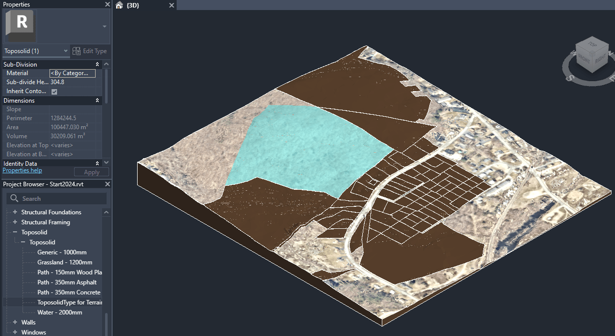 Toposolid subdivision material