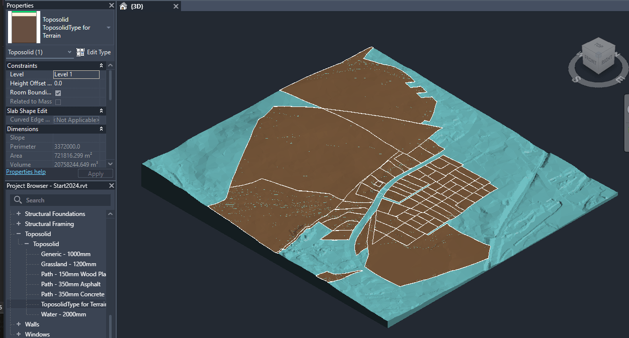 Toposolid subdivision material