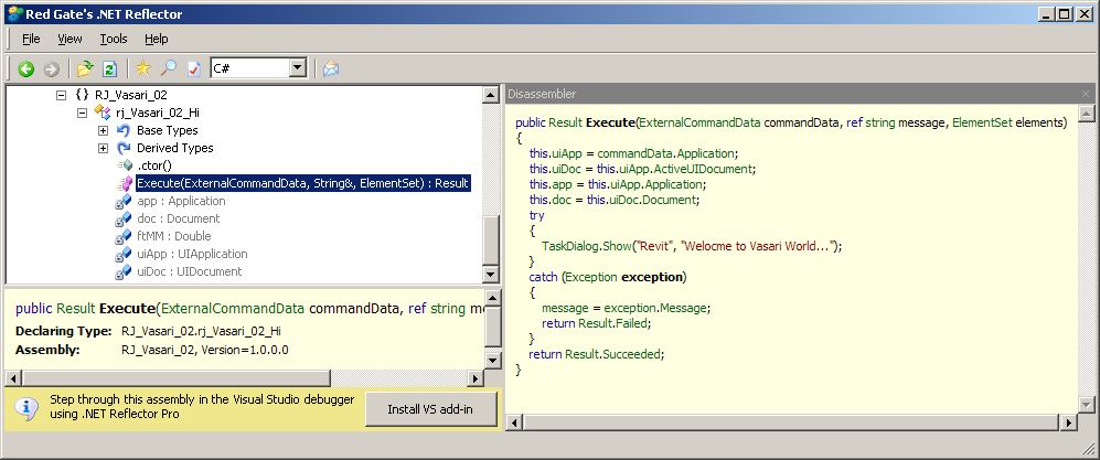 Vasari Hello World decompiled