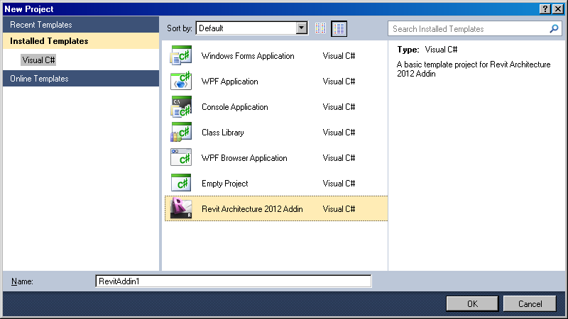 Visual C# Express 2010 New Project dialogue