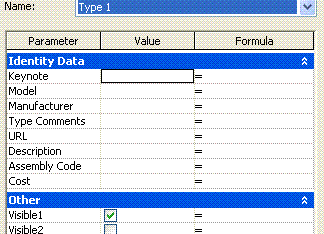 Visibility parameter settings