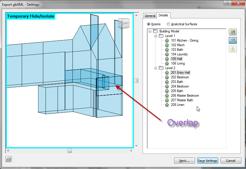 Overlapping room volumes