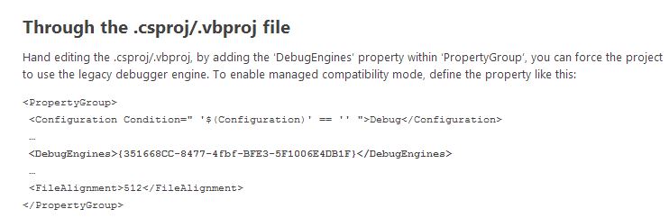 VS 2013 legacy debugger