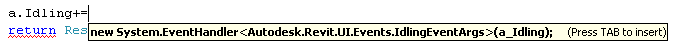 Visual Studio Intellisense suggests pressing <Tab> to create code to attach event handler