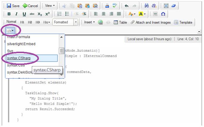 Select source code language