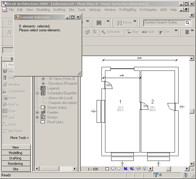 Modeless form displaying prompt and empty selection set