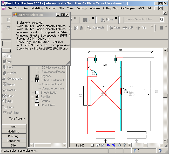 Modeless form displaying some selected elements