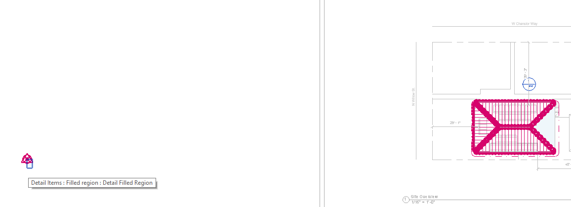 Filled region at project origin